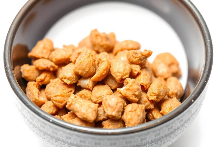 Dry Dog Food Kibble in a Bowl on White